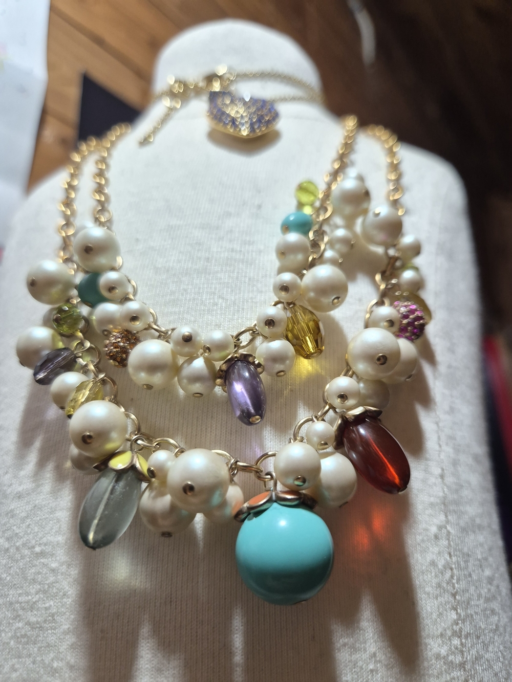 Carolee Multi-Color Pearl and Charm Cluster Necklace